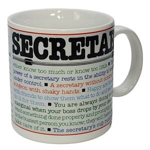 Vintage‎ 1984 Japan Coffee Mug 16oz Secretary Receptionist Office Manager Design